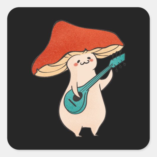 Pilz und Musik Quadratischer Aufkleber (Vorderseite)