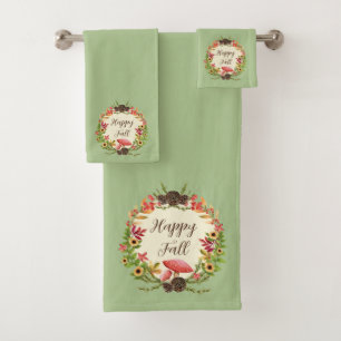 Pilz und Sonnenblumen mit anpassbarem Text Badhandtuch Set