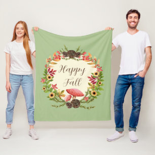 Pilz und Sonnenblumen mit anpassbarem Text Fleecedecke