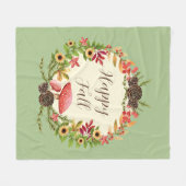 Pilz und Sonnenblumen mit anpassbarem Text Fleecedecke (Vorderseite (Horizontal))