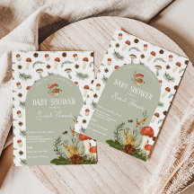 Pilz- und Wild-Blume Kinderdusche Einladung