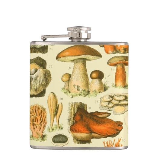 Pilz Vintage Fliegenpilz Antike Kunst Flachmann (Vorderseite)