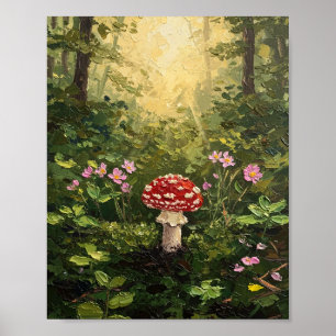 Pilz-Wald-Boden   Cottagecore-Kunst Poster