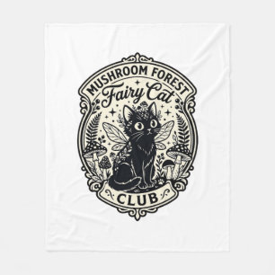 Pilz-Wald-Feenkater-Lustige Katze Grafik - Pilz Fleecedecke
