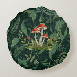 Pilz-Wald-Sherpa-Flanelldecke | Botanisch  Rundes Kissen