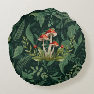 Pilz-Wald-Sherpa-Flanelldecke Botanisch Rundes Kissen