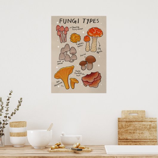 Pilzarten Poster (Küche)