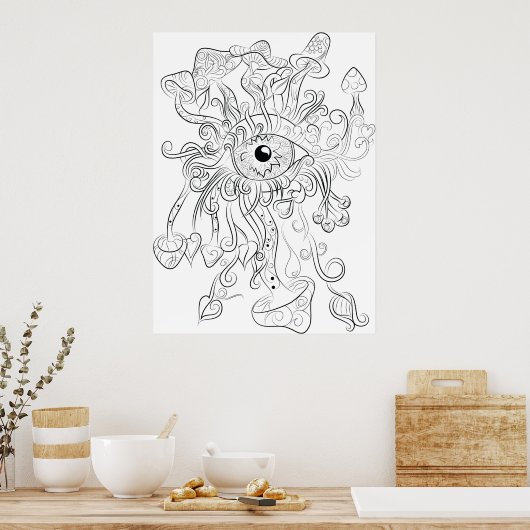 Pilzauge zeichnend Farbposter für Erwachsene Poster (Küche)