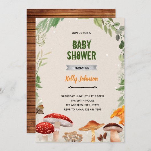 Pilzdusche Geburtstagseinladung Einladung (Vorne/Hinten)