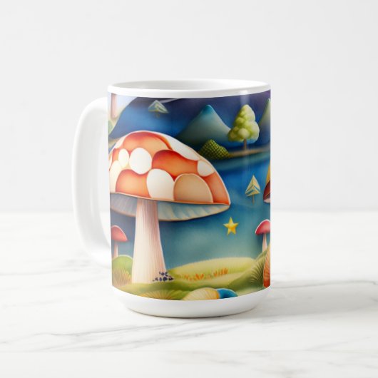 Pilze Aquarellmalerei Kaffeetasse (Vorderseite Links)