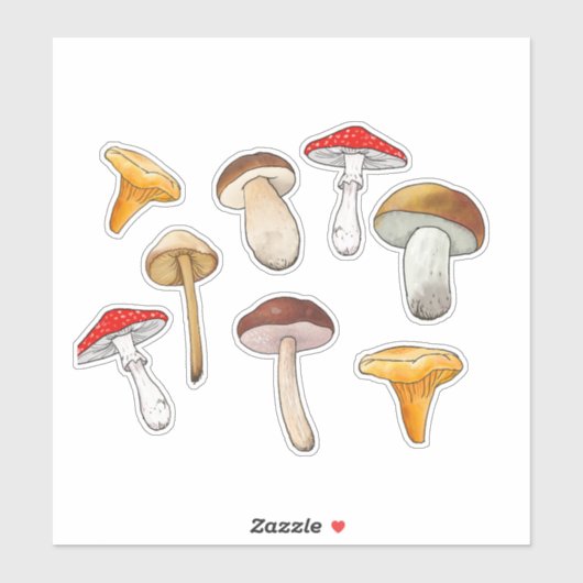 Pilze aus Cartoon Aufkleber (Blatt)