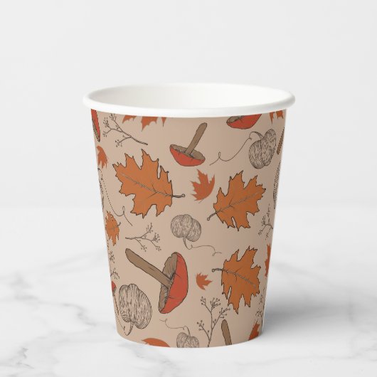 Pilze aus dem Herbst Pappbecher (Rückseite)