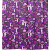 Pilze aus der Flora Lebhaft Rosa, Lila und schwarz Duschvorhang (Vorderseite)