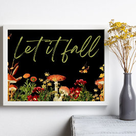 Pilze aus Vintagem botanischen Blumenzitat fallen Poster