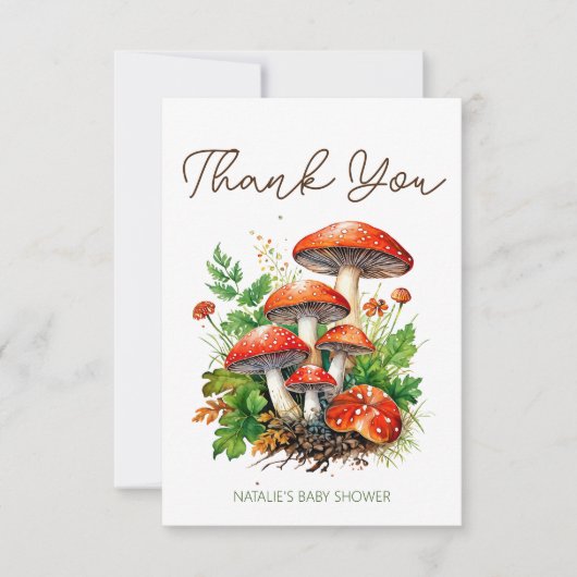 Pilze aus Wildwald Babydusche Dankeskarte (Vorderseite)
