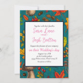 Pilze, Blätter, Nüsse und Beeren im Herbst auf bla Einladung (Vorderseite)