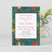 Pilze, Blätter, Nüsse und Beeren im Herbst auf bla Einladung (Stehend Vorderseite)