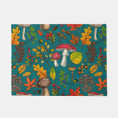 Pilze, Blätter, Nüsse und Beeren im Herbst auf bla Fußmatte (Vorderseite)