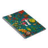 Pilze, Blätter, Nüsse und Beeren im Herbst auf bla Notizblock (Rechte Seite)