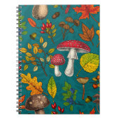 Pilze, Blätter, Nüsse und Beeren im Herbst auf bla Notizblock (Vorderseite)