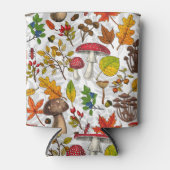 Pilze, Blätter, Nüsse und Beeren im Herbst auf Wei Dosenkühler (Vorderseite)