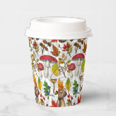 Pilze, Blätter, Nüsse und Beeren im Herbst auf Wei Pappbecher (Rechts)