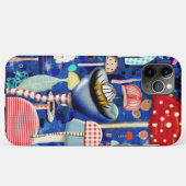 Pilze Blaue Gingham Case-Mate iPhone Hülle (Rückseite (Horizontal))