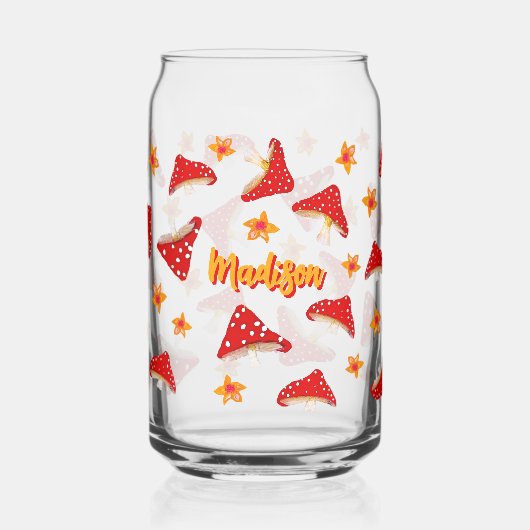 Pilze Blume Niedlich Retro Teen Kawaii Name hinzuf Dosenglas (Links)