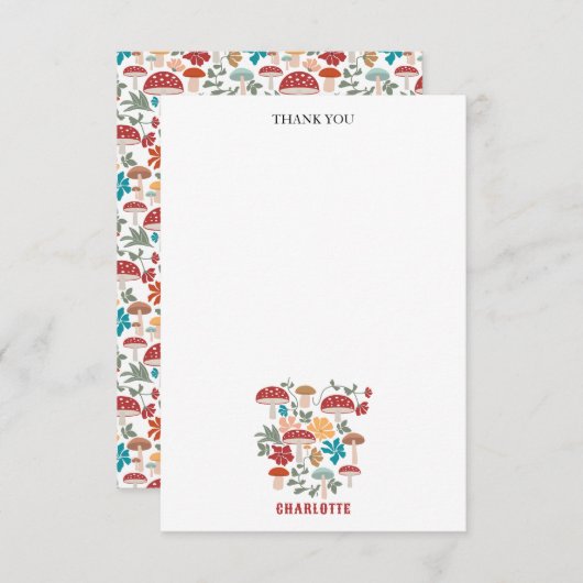 Pilze & Blumen Mitte Jahrhundert Moderner Individu Dankeskarte (Vorne/Hinten)