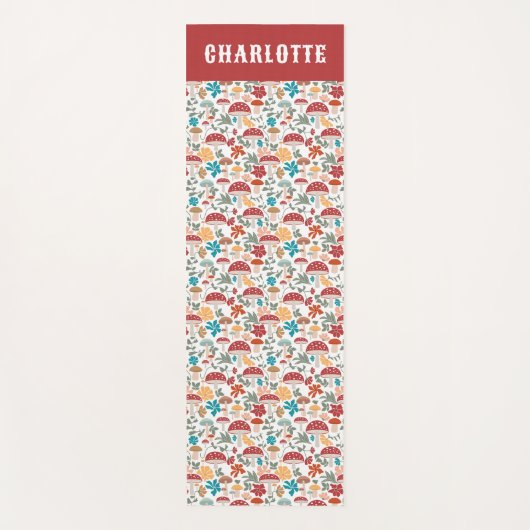 Pilze & Blumen Mitte Jahrhundert Moderner Individu Yogamatte (Vorderseite)