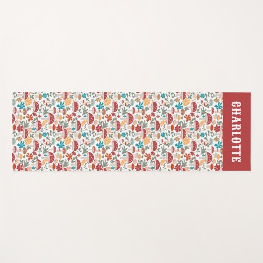 Pilze & Blumen Mitte Jahrhundert Moderner Individu Yogamatte (Vorderseite (Horizontal))
