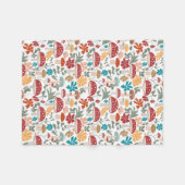 Pilze & Blumen Mitte Jahrhundert Modernes Muster Fleecedecke (Vorderseite (Horizontal))