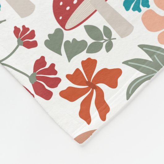 Pilze & Blumen Mitte Jahrhundert Modernes Muster Fleecedecke (Ecke)