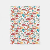 Pilze & Blumen Mitte Jahrhundert Modernes Muster Fleecedecke (Vorderseite)