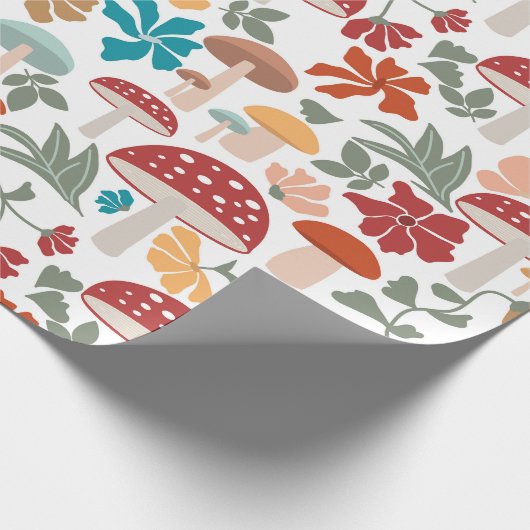 Pilze & Blumen Mitte Jahrhundert Modernes Muster Geschenkpapier (Ecke)