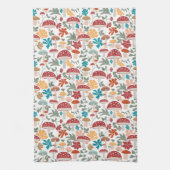 Pilze & Blumen Mitte Jahrhundert Modernes Muster Geschirrtuch (Vertikal)