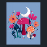 Pilze & Blumensträuße - Mondstein blau & gebrannt  Poster<br><div class="desc">Abbildung: Pilze und Blumen - Mondstein blau und gebrannt pink</div>