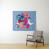 Pilze & Blumensträuße - Mondstein blau & gebrannt Wandteppich (Beispiel (Horizontal))