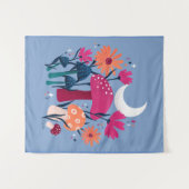 Pilze & Blumensträuße - Mondstein blau & gebrannt  Wandteppich (Vorderseite (Horizontal))