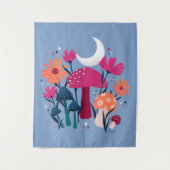 Pilze & Blumensträuße - Mondstein blau & gebrannt Wandteppich (Vorderseite)