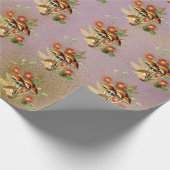 Pilze Brown Woodland Antikes Lila Gold Geschenkpapier (Ecke)