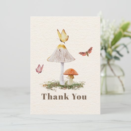 Pilze Butterflies Babydusche Dankeskarte (Stehend Vorderseite)