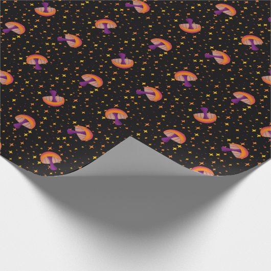 Pilze der Herbstmagie_schwarz Geschenkpapier (Ecke)