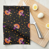 Pilze der Herbstmagie_schwarz Geschirrtuch (Viertel Falte)