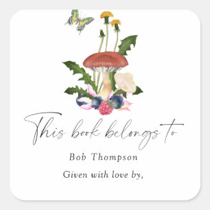 Pilze - dieses Buch gehört Quadratischer Aufkleber