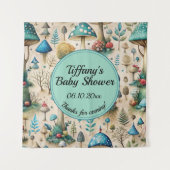 Pilze Fairyland Babydusche Begrüßung Hintergrund Wandteppich (Vorderseite)