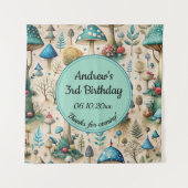 Pilze Fairyland Geburtstagsparty Hintergrund Wandteppich (Vorderseite)