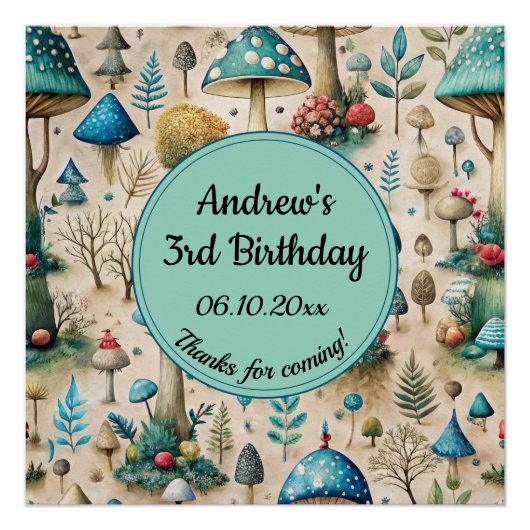 Pilze Fairyland Geburtstagsparty Willkommensunters Poster (Vorderseite)