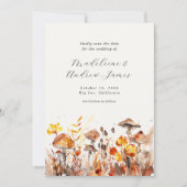 Pilze Fall Wilde Blume Kalligrafie Hochzeit Save The Date (Vorderseite)