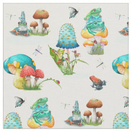 Pilze, Frosche, Libellen, Schmetterlinge Stoff